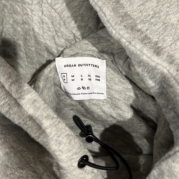 Light Gray Textured + Patterned Hoodie with Adjustable String - Picture 2 of 3